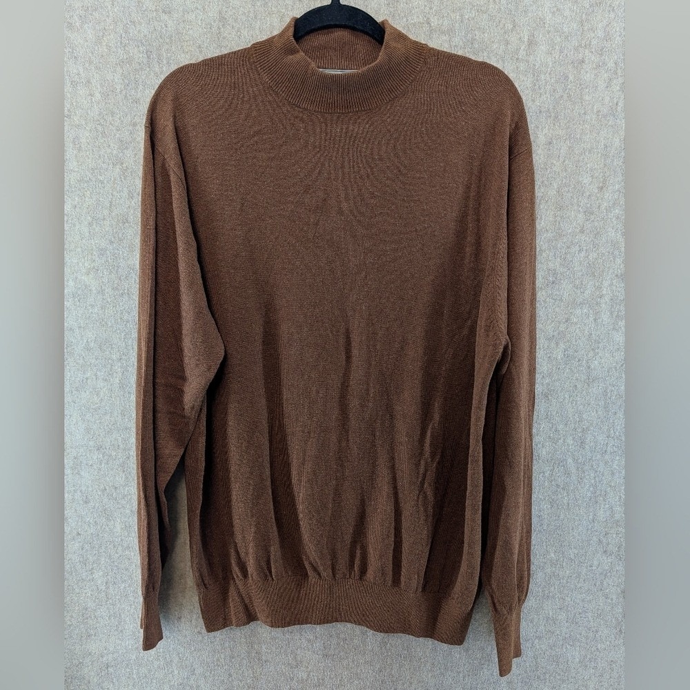 Sojrn Men's Bamboo Cashmere Blend Sweater, Brown , Mock Neck, Size XL